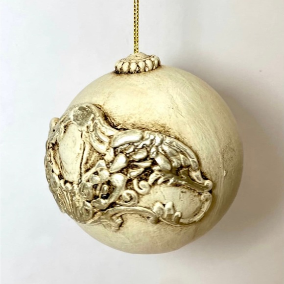 EMBELLISHED Ball Angel Paper Mache Christmas Tree Ornament, Holiday Decor Guft - Picture 3 of 6